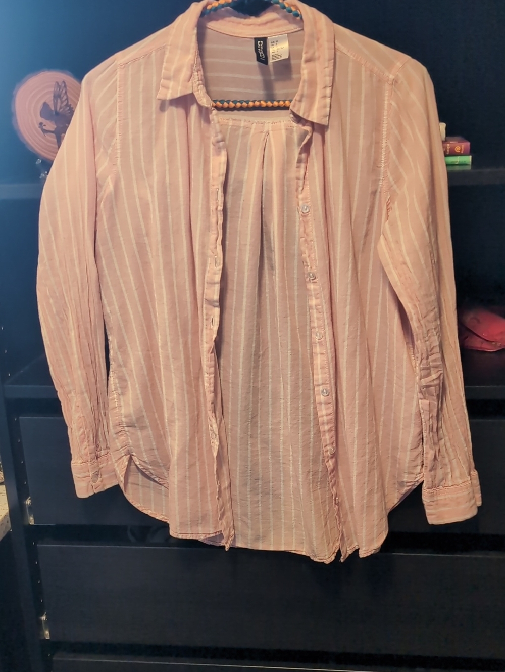Divided Pale Pink Striped Button-Down Shirt